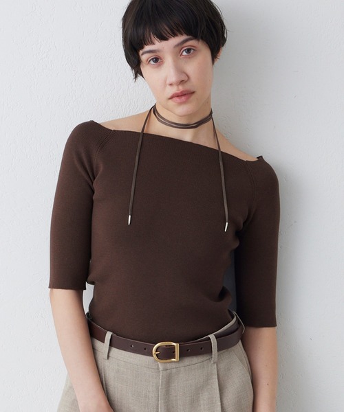 THE PAUSE（ザ ポーズ）の「【THE PAUSE】オフショルハーフスリーブプルオーバー（ニット/セーター・レディース・ブラウン/チャコールグレー/ブラック・FREE）」の22枚目の写真