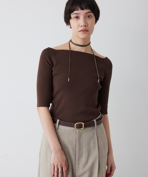 THE PAUSE（ザ ポーズ）の「【THE PAUSE】オフショルハーフスリーブプルオーバー（ニット/セーター・レディース・ブラウン/チャコールグレー/ブラック・FREE）」の14枚目の写真