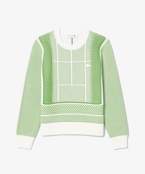 LACOSTE（ラコステ）の「テニスコートジャカードニットセーター（ニット/セーター・レディース・グリーン・36/38）」の4枚目の写真