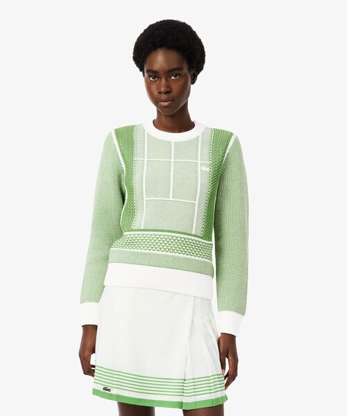 LACOSTE（ラコステ）の「テニスコートジャカードニットセーター（ニット/セーター・レディース・グリーン・36/38）」の2枚目の写真