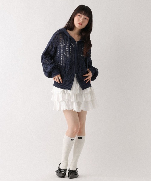 Heather(ヘザー)の「コットンレースフリルミニスカート 666420(スカート・レディース・アイボリー/ブラック・FREE)」の7枚目の写真