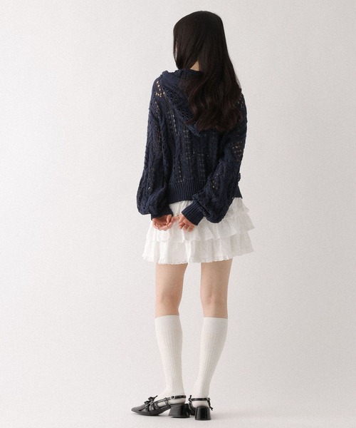 Heather(ヘザー)の「コットンレースフリルミニスカート 666420(スカート・レディース・アイボリー/ブラック・FREE)」の8枚目の写真