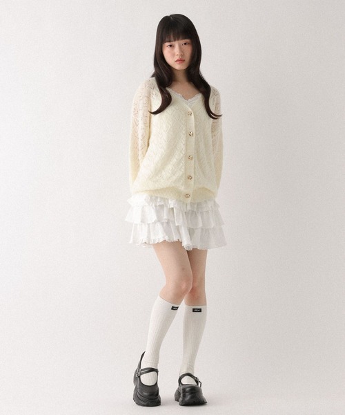 Heather(ヘザー)の「コットンレースフリルミニスカート 666420(スカート・レディース・アイボリー/ブラック・FREE)」の9枚目の写真