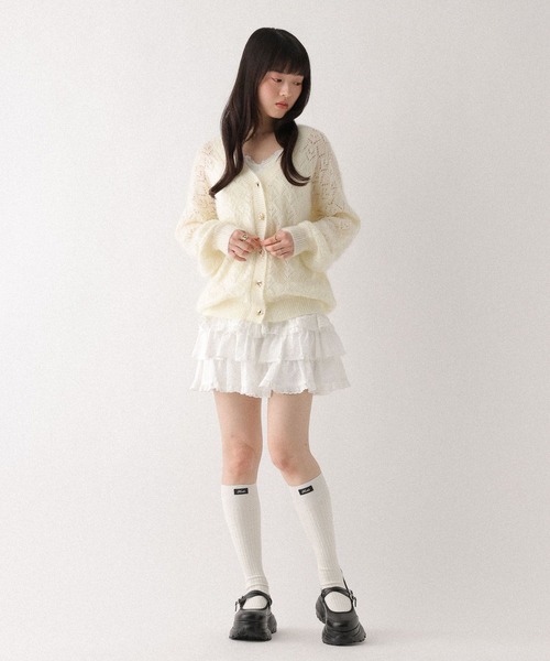 Heather(ヘザー)の「コットンレースフリルミニスカート 666420(スカート・レディース・アイボリー/ブラック・FREE)」の10枚目の写真