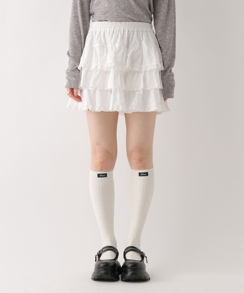 Heather(ヘザー)の「コットンレースフリルミニスカート 666420(スカート・レディース・アイボリー/ブラック・FREE)」の19枚目の写真