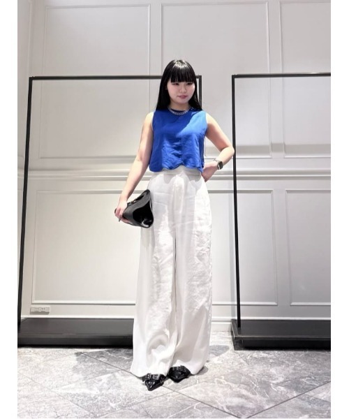 LOULOU WILLOUGHBY(ルルウィルビー)の「【LOULOU WILLOUGHBY】コットンリネンスカラップヘムブラウス(シャツ/ブラウス・レディース・ブルー/ブラック・2)」の4枚目の写真