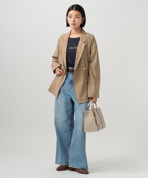 BAYFLOW（ベイフロー）の「[上品な透け感]シアージャケット（テーラードジャケット・レディース・ネイビー/ベージュ/カーキ・MEDIUM/SMALL）」の4枚目の写真