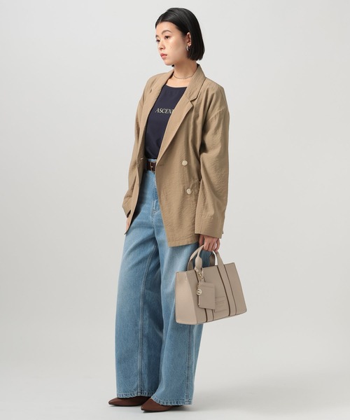 BAYFLOW（ベイフロー）の「[上品な透け感]シアージャケット（テーラードジャケット・レディース・ネイビー/ベージュ/カーキ・MEDIUM/SMALL）」の5枚目の写真