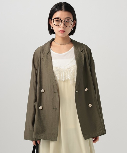 BAYFLOW（ベイフロー）の「[上品な透け感]シアージャケット（テーラードジャケット・レディース・ネイビー/ベージュ/カーキ・MEDIUM/SMALL）」の12枚目の写真