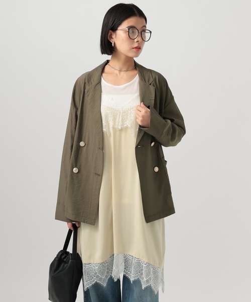 BAYFLOW（ベイフロー）の「[上品な透け感]シアージャケット（テーラードジャケット・レディース・ネイビー/ベージュ/カーキ・MEDIUM/SMALL）」の13枚目の写真