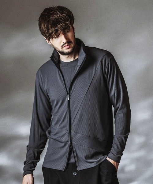 NO ID.(ノーアイディ)の「【NO ID.】Asymmetry ZIP Cardigan / アシンメトリージップカーディガン(カーディガン/ボレロ・メンズ・グレー/ホワイト/ブラック・ONE SIZE)」の4枚目の写真