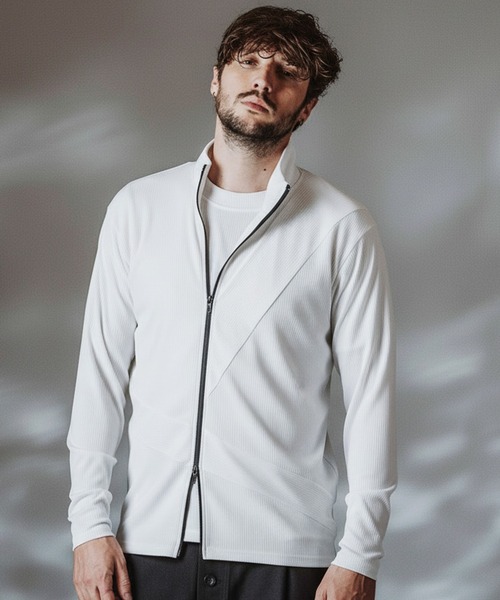 NO ID.(ノーアイディ)の「【NO ID.】Asymmetry ZIP Cardigan / アシンメトリージップカーディガン(カーディガン/ボレロ・メンズ・グレー/ホワイト/ブラック・ONE SIZE)」の7枚目の写真