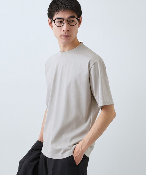THE SHOP TK (ザ ショップ ティーケー )の「【ジャケットインにおすすめ】ビジネス半袖Tシャツ 洗濯機OK/襟高(Tシャツ/カットソー・メンズ・ライトグレー/ネイビー/オフホワイト・04/01/02/03)」の3枚目の写真