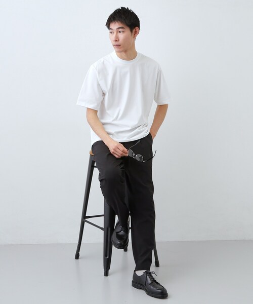 THE SHOP TK (ザ ショップ ティーケー )の「【ジャケットインにおすすめ】ビジネス半袖Tシャツ 洗濯機OK/襟高(Tシャツ/カットソー・メンズ・ライトグレー/ネイビー/オフホワイト・04/01/02/03)」の6枚目の写真