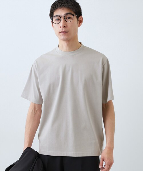 THE SHOP TK (ザ ショップ ティーケー )の「【ジャケットインにおすすめ】ビジネス半袖Tシャツ 洗濯機OK/襟高(Tシャツ/カットソー・メンズ・ライトグレー/ネイビー/オフホワイト・04/01/02/03)」の9枚目の写真