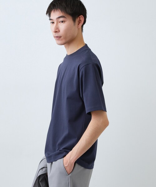 THE SHOP TK (ザ ショップ ティーケー )の「【ジャケットインにおすすめ】ビジネス半袖Tシャツ 洗濯機OK/襟高(Tシャツ/カットソー・メンズ・ライトグレー/ネイビー/オフホワイト・04/01/02/03)」の13枚目の写真