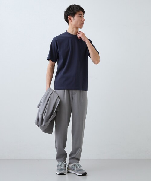 THE SHOP TK (ザ ショップ ティーケー )の「【ジャケットインにおすすめ】ビジネス半袖Tシャツ 洗濯機OK/襟高(Tシャツ/カットソー・メンズ・ライトグレー/ネイビー/オフホワイト・04/01/02/03)」の14枚目の写真