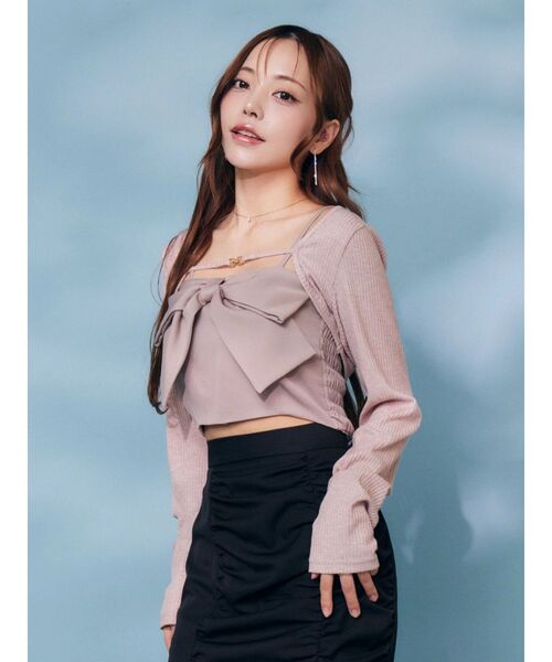 EATME（イートミー）の「BIGリボンキャミアンサンブル（シャツ/ブラウス・レディース・オフホワイト/ピンク/グレー・FREE）」の12枚目の写真