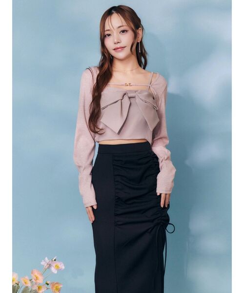 EATME（イートミー）の「BIGリボンキャミアンサンブル（シャツ/ブラウス・レディース・オフホワイト/ピンク/グレー・FREE）」の13枚目の写真