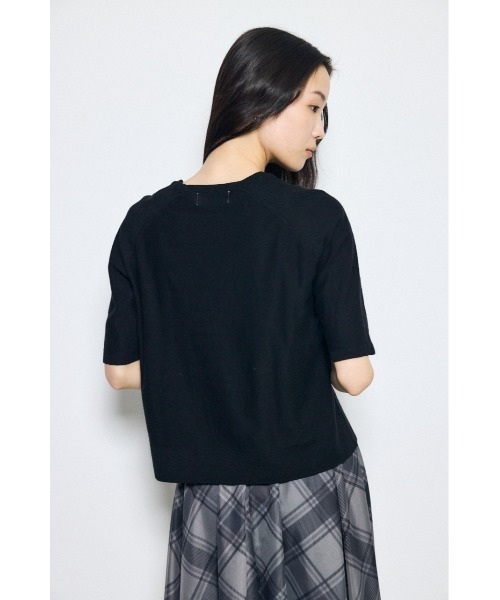 AZUL by moussy(アズールバイマウジー)の「カシミヤミックスハーフスリーブニット(ニット/セーター・レディース・ブラック/ブラック系その他/ライトイエロー/オフホワイト・SMALL/MEDIUM)」の12枚目の写真