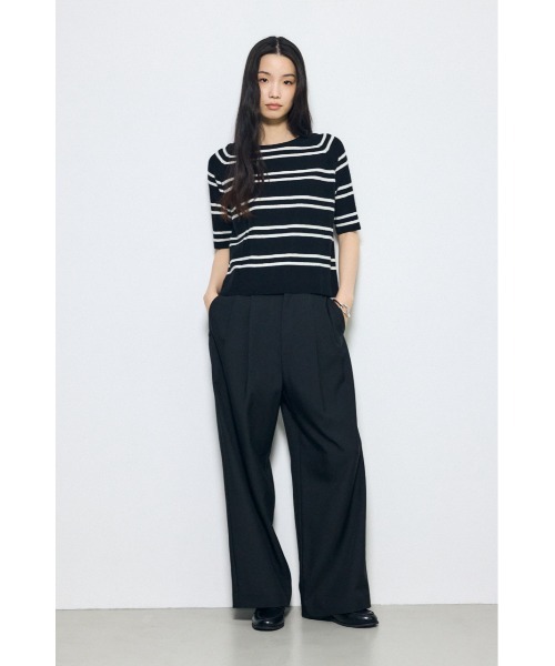 AZUL by moussy(アズールバイマウジー)の「カシミヤミックスハーフスリーブニット(ニット/セーター・レディース・ブラック/ブラック系その他/ライトイエロー/オフホワイト・SMALL/MEDIUM)」の21枚目の写真