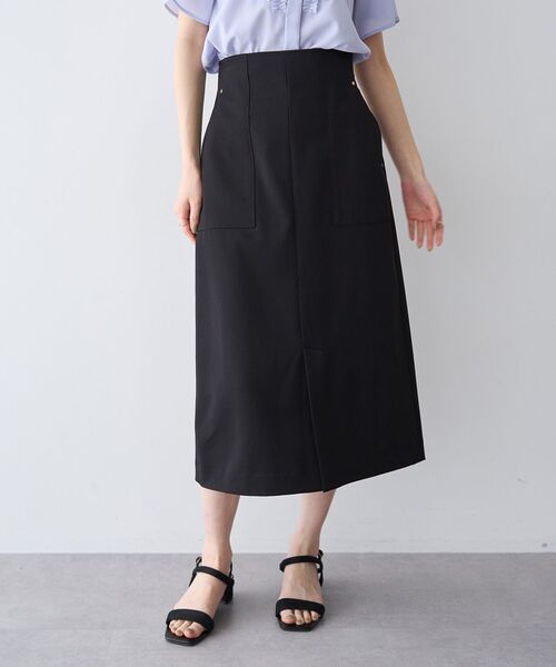 YECCA VECCA(イェッカヴェッカ)の「ドライタッチナロースカート【セットアップ対応】(スカート・レディース・ブラック/ブラウン/ライトベージュ・S/M)」の1枚目の写真