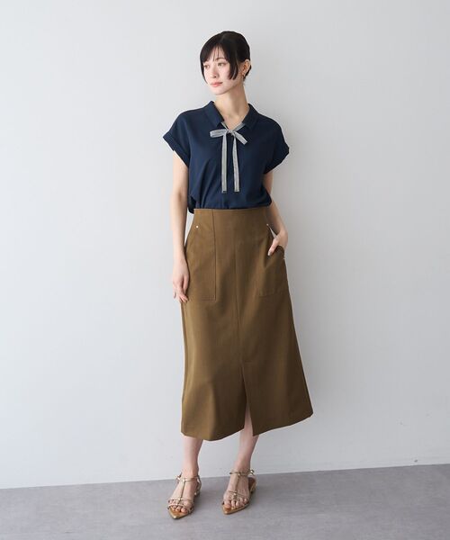 YECCA VECCA(イェッカヴェッカ)の「ドライタッチナロースカート【セットアップ対応】(スカート・レディース・ブラック/ブラウン/ライトベージュ・S/M)」の5枚目の写真