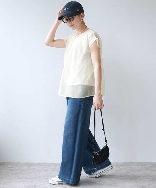 reca(レカ)の「オーガンジーレイヤードタックプルオーバー(Tシャツ/カットソー・レディース・オフホワイト/ブラック/モカ・M)」の19枚目の写真