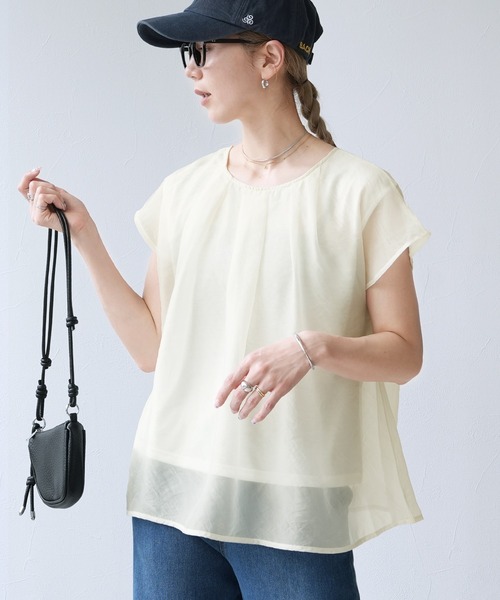 reca(レカ)の「オーガンジーレイヤードタックプルオーバー(Tシャツ/カットソー・レディース・オフホワイト/ブラック/モカ・M)」の20枚目の写真