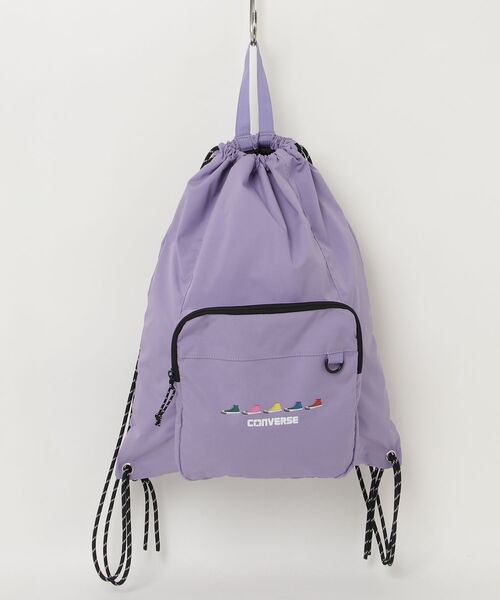 CONVERSE(コンバース)の「【CONVERSE/コンバース】SNEAKERS PRINT NAPSACK ナップサック(バックパック/リュック・メンズ・ブラック/オフホワイト/ライトパープル/ホワイト・FREE)」の4枚目の写真