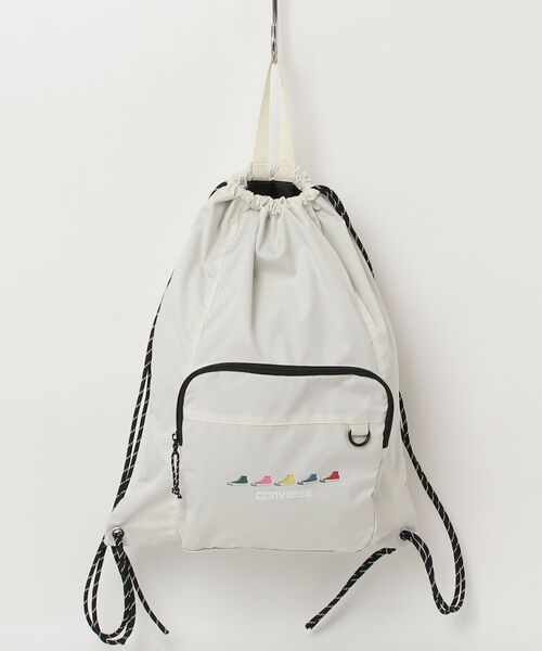 CONVERSE(コンバース)の「【CONVERSE/コンバース】SNEAKERS PRINT NAPSACK ナップサック(バックパック/リュック・メンズ・ブラック/オフホワイト/ライトパープル/ホワイト・FREE)」の1枚目の写真