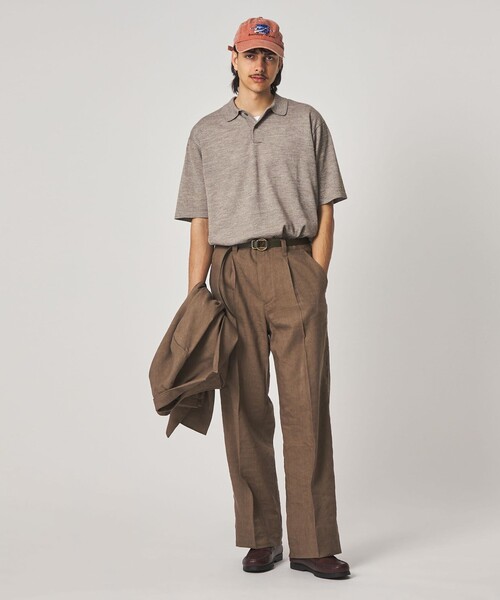 Steven Alan（スティーブンアラン）の「＜Steven Alan＞ 14G ラミー 2B ショートスリーブ ポロシャツ（ポロシャツ・メンズ・ベージュ/ダークブラウン・L/XL/M/S）」の3枚目の写真