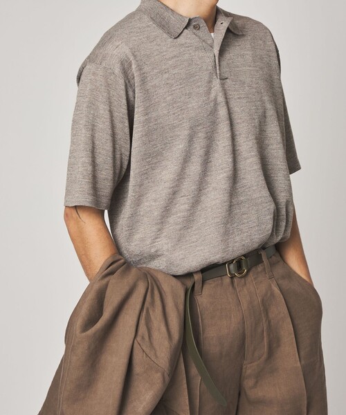 Steven Alan（スティーブンアラン）の「＜Steven Alan＞ 14G ラミー 2B ショートスリーブ ポロシャツ（ポロシャツ・メンズ・ベージュ/ダークブラウン・L/XL/M/S）」の5枚目の写真