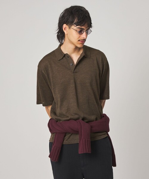 Steven Alan（スティーブンアラン）の「＜Steven Alan＞ 14G ラミー 2B ショートスリーブ ポロシャツ（ポロシャツ・メンズ・ベージュ/ダークブラウン・L/XL/M/S）」の15枚目の写真