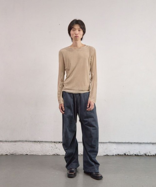 NVRFRGT(ネヴァーフォーゲット)の「Curved Leg Lounge Pants(スウェットパンツ・メンズ・ライトベージュ/ブラック・3/2/1)」の9枚目の写真