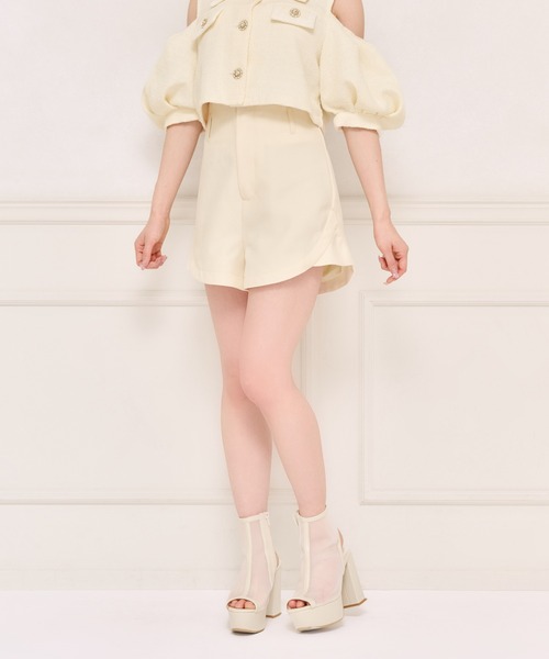 apres jour(アプレジュール)の「ハイウエストショートパンツ(その他パンツ・レディース・アイボリー/ブラック・X-LARGE/フリー)」の4枚目の写真