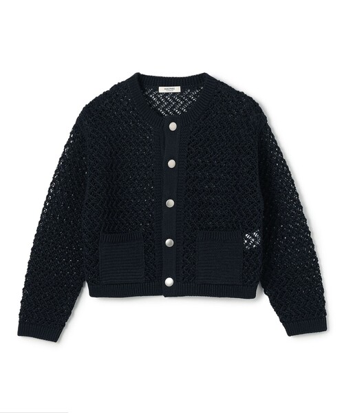 MACPHEE（マカフィー）の「■ギマメッシュ クルーネックカーディガン（カーディガン/ボレロ・レディース・ブラック×ライム/ホワイト/ブルー系その他/ネイビー・S）」の3枚目の写真