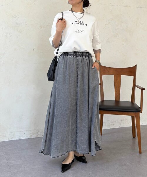 un dix cors(アンディコール)の「レーススリーブTEE(Tシャツ/カットソー・レディース・チャコールグレー/オフホワイト/グレー・FREE)」の8枚目の写真