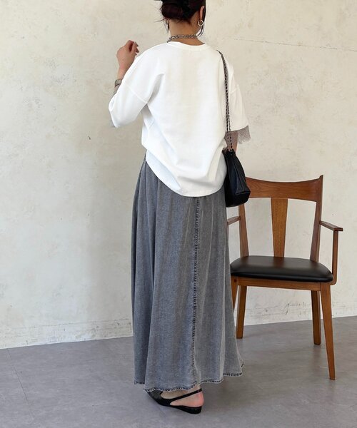 un dix cors(アンディコール)の「レーススリーブTEE(Tシャツ/カットソー・レディース・チャコールグレー/オフホワイト/グレー・FREE)」の9枚目の写真