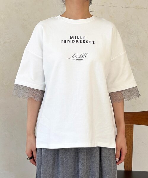 un dix cors(アンディコール)の「レーススリーブTEE(Tシャツ/カットソー・レディース・チャコールグレー/オフホワイト/グレー・FREE)」の10枚目の写真