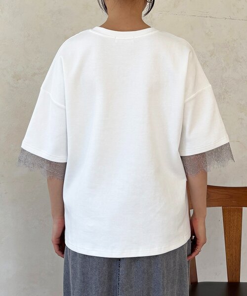 un dix cors(アンディコール)の「レーススリーブTEE(Tシャツ/カットソー・レディース・チャコールグレー/オフホワイト/グレー・FREE)」の12枚目の写真