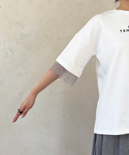 un dix cors(アンディコール)の「レーススリーブTEE(Tシャツ/カットソー・レディース・チャコールグレー/オフホワイト/グレー・FREE)」の13枚目の写真