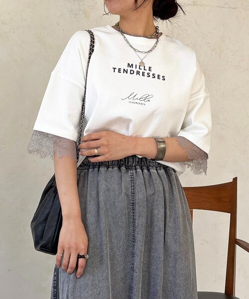 un dix cors(アンディコール)の「レーススリーブTEE(Tシャツ/カットソー・レディース・チャコールグレー/オフホワイト/グレー・FREE)」の17枚目の写真
