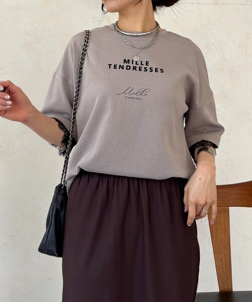 un dix cors(アンディコール)の「レーススリーブTEE(Tシャツ/カットソー・レディース・チャコールグレー/オフホワイト/グレー・FREE)」の18枚目の写真