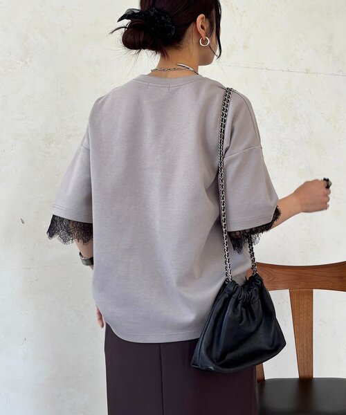 un dix cors(アンディコール)の「レーススリーブTEE(Tシャツ/カットソー・レディース・チャコールグレー/オフホワイト/グレー・FREE)」の19枚目の写真