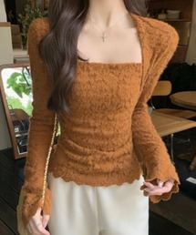 ソフトタッチ スクエアネック トップス
