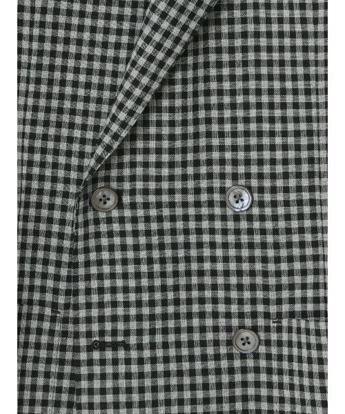 SUIT SQUARE（スーツスクエア）の「GOOVI／ダブルブレストジャケット／ポリエステルリネン／ギンガムチェック（スーツジャケット・メンズ・グレー・3/2/1）」の5枚目の写真