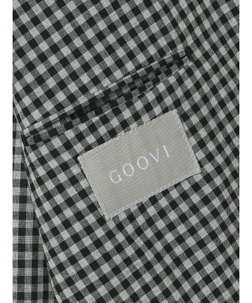 SUIT SQUARE（スーツスクエア）の「GOOVI／ダブルブレストジャケット／ポリエステルリネン／ギンガムチェック（スーツジャケット・メンズ・グレー・3/2/1）」の7枚目の写真