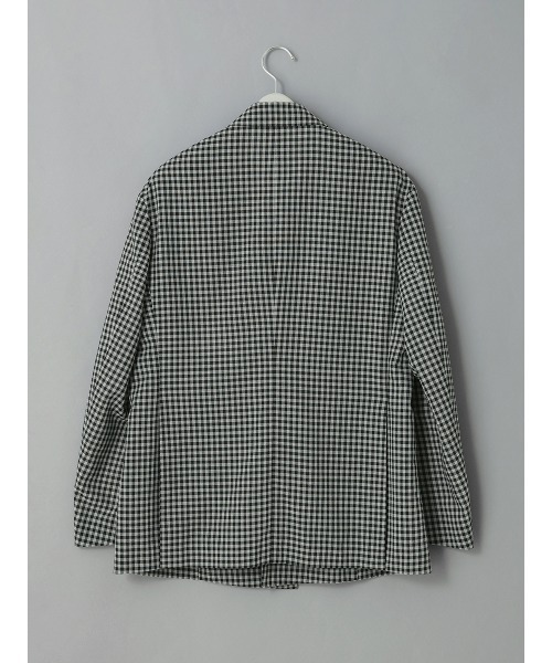 SUIT SQUARE（スーツスクエア）の「GOOVI／ダブルブレストジャケット／ポリエステルリネン／ギンガムチェック（スーツジャケット・メンズ・グレー・3/2/1）」の9枚目の写真