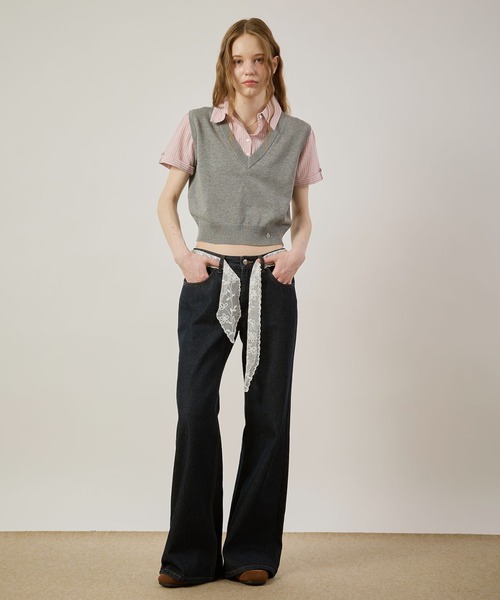 hazyl(ヘイジル)の「Vest layered top/ベストレイヤードトップス(シャツ/ブラウス・レディース・ネイビー/グレー・フリー)」の12枚目の写真